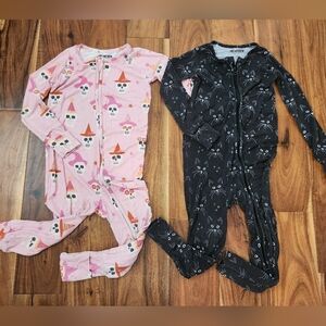 Girls/ Twins Halloween Pajama BUNDLE, Velveteen By Bunny Knots,  Pink & Black